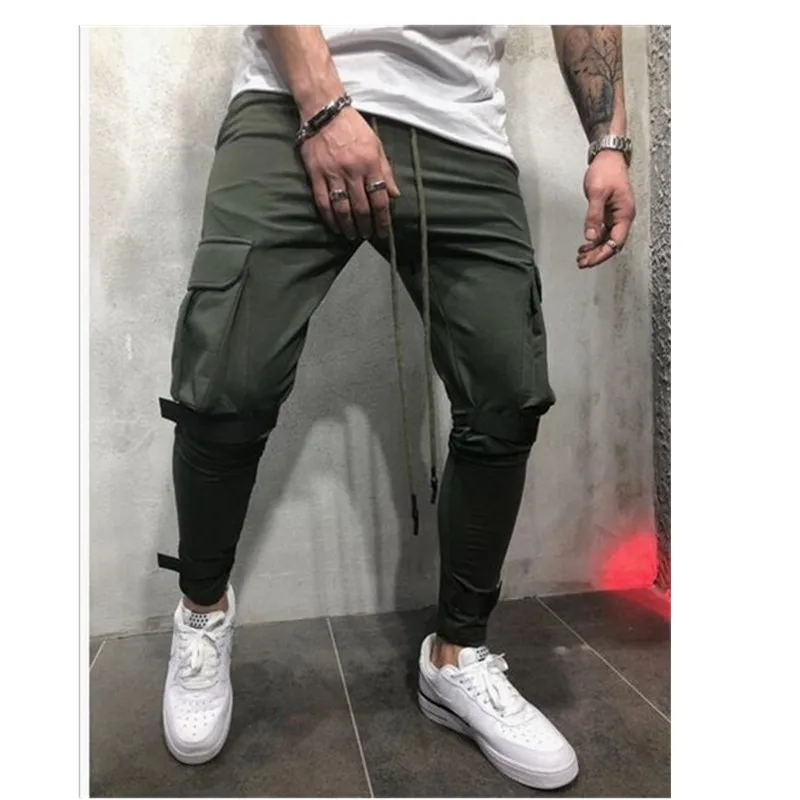 Мужские повседневные штаны для бега с подтяжками однотонные спортивные