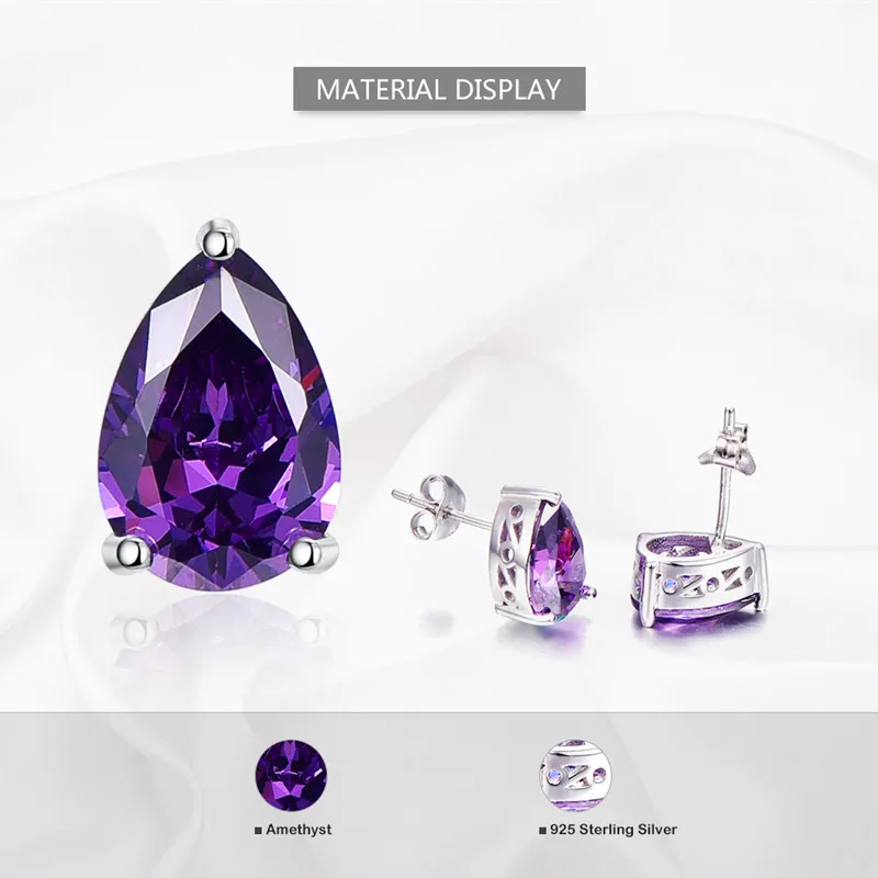 BONLAVIE 12.8ct натуральный аметист, ювелирное изделие, 925 серебряные серьги, грушевидная огранка, форма капли воды, брендовые ювелирные изделия для женщин, для работы в офисе