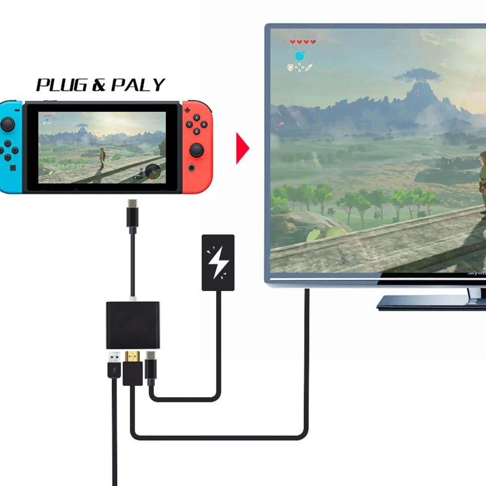 3 в 1 Type C к HDMI/USB 0/Type конвертер адаптер ТВ цифровой 4K 1080P видео для Nintendo