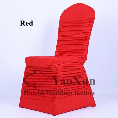 

RED Color Ruffled Lycra Spandex Chair Cover For Wedding