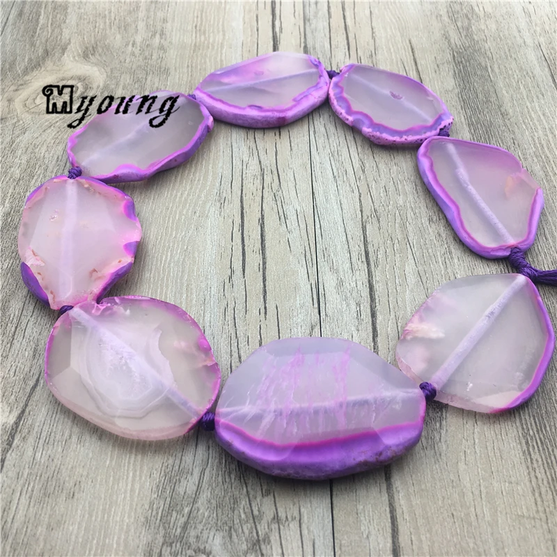 Freeform большой граненый фиолетовый агат кулон бусины MY1540