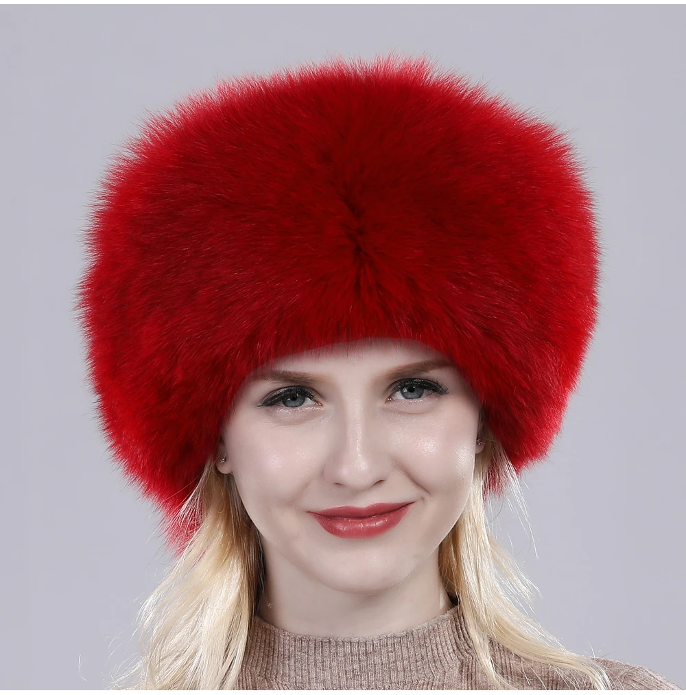 New Style Fashin Girl Genuine Fox Fur Hat Warm Soft Natural Fox Fur Bomber Caps Lady Luxurious Quality Real Fox Fur Hats