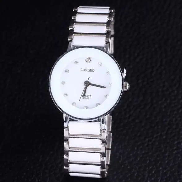Lovers watch fashion rhinestone crystal white ceramic stainless steel Japan quartz brand name new with tags drop shipping | Наручные часы
