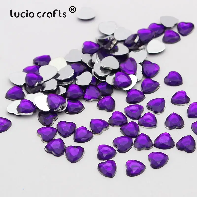 Lucia crafts 8 мм Сердце Стразы Аксессуары для одежды и ювелирных изделий бисер DIY Имитация бриллианта(250 шт./лот) G0411 - Цвет: Color 3 deep purple