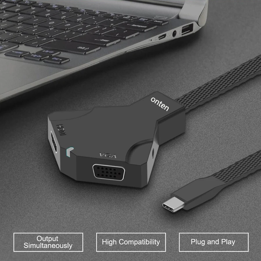 Адаптер USB C HDMI VGA Type к 4K с конвертером 3 5 Jack для Samsung Galaxy S8 S9 Huawei Mate 10/P20 Pro и HDMI|Кабели