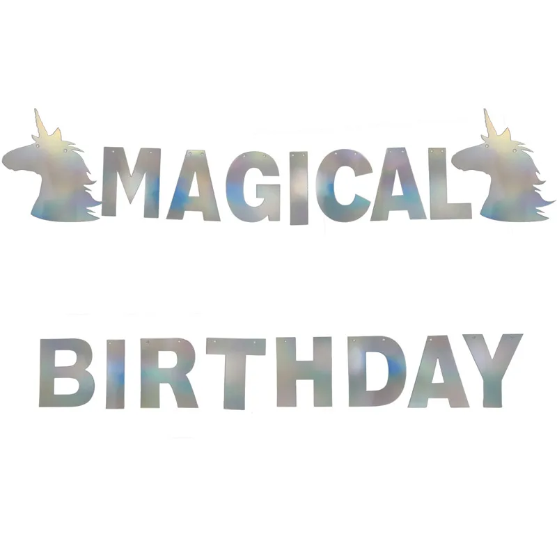 Серебряное зеркало волшебное для дня рождения единорог баннеры детского душа