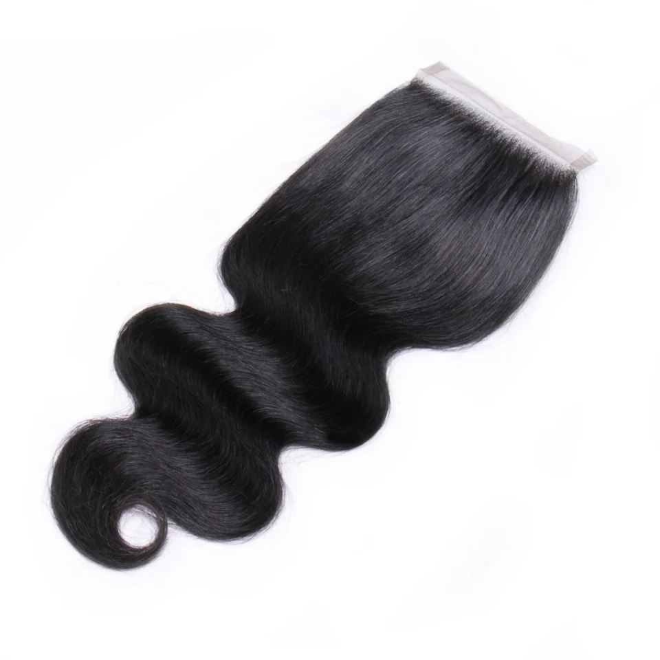 Chloe Brazilian Hair Body Wave 4x4 Remy Human Lace Closure Free Part Bleached Knots With Baby | Шиньоны и парики