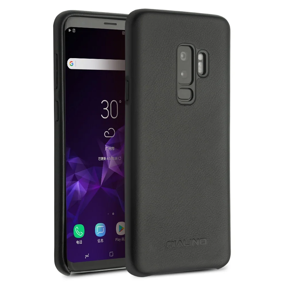 QIALINO, ультра тонкий чехол из натуральной кожи для samsung Galaxy S9, модная роскошная сумка, чехол для телефона samsung S9 Plus - Цвет: Black