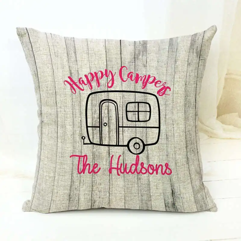 1 Простая наволочка с принтом из мультфильма «Happy Camper» 45X45 см, наволочка для офиса - Цвет: 1