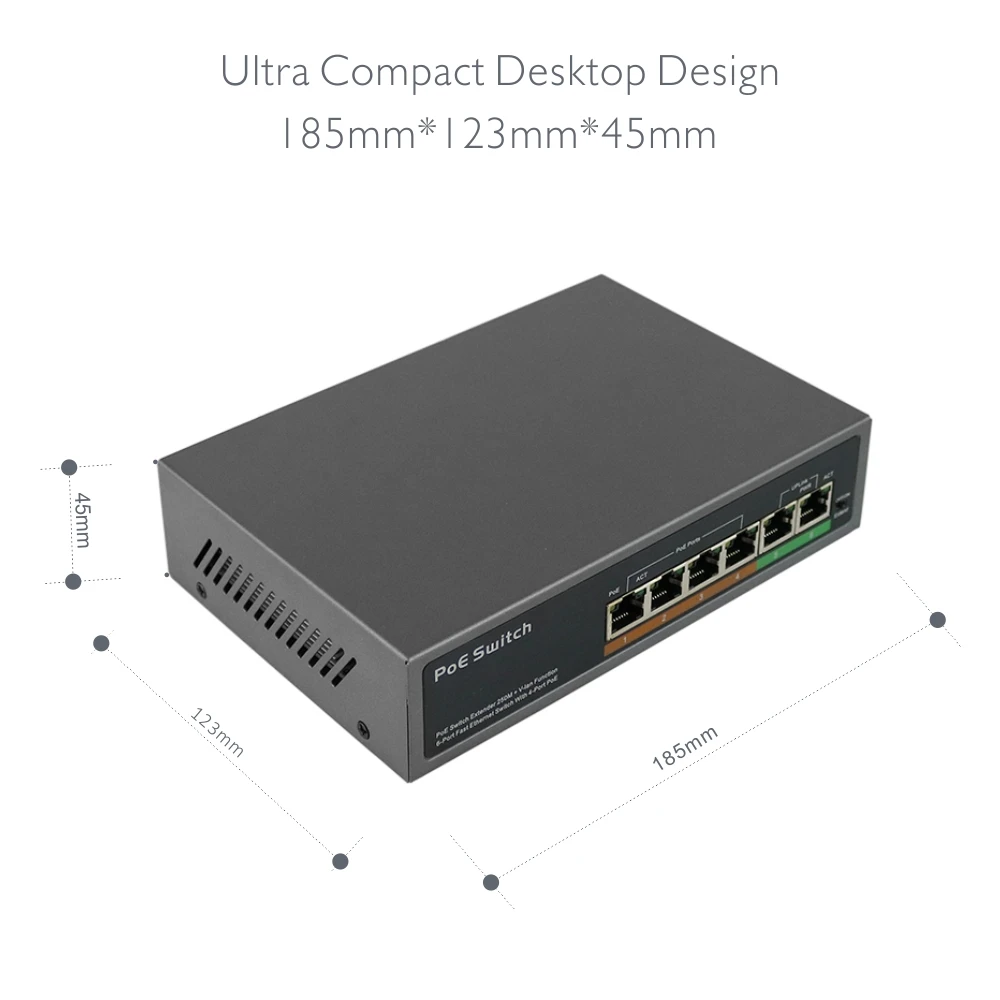 4 канала 8 каналов IEEE802.3af мини неуправляемый переключатель 48 в PoE встроенный