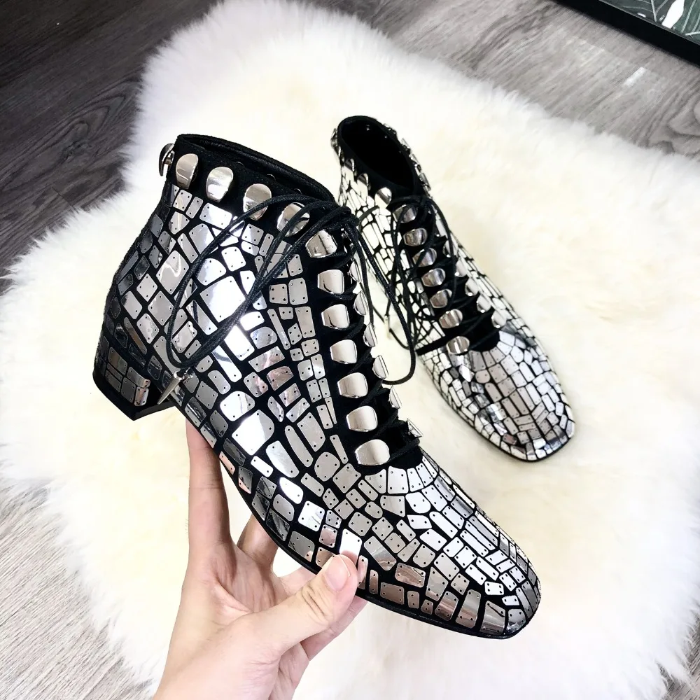 2019 женские полусапожки с квадратным носком черные кожаные ботинки Botas feminina из