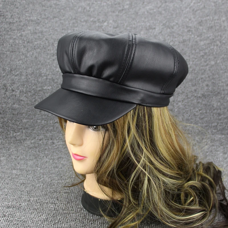 2018 New Solid Color PU Berets Women's Newsboy Cap Octagonal Men Caps Girls For Spring And Autumn British Style Of Hat | Аксессуары