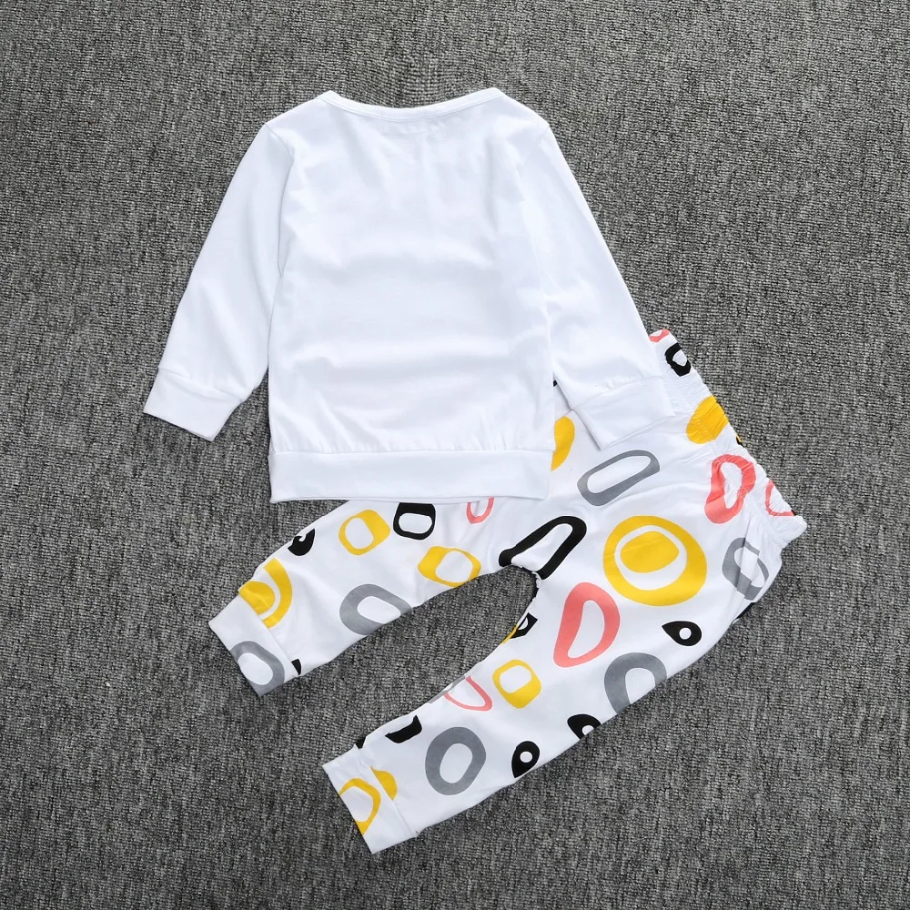 Новинка 2019 детская одежда для малышки футболка с длинными рукавами + штаны