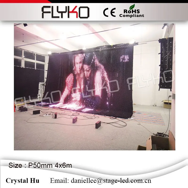 Flyko мобильный декорации диджея LED шар видео занавес в 2016 P50mm 4x6m | Освещение