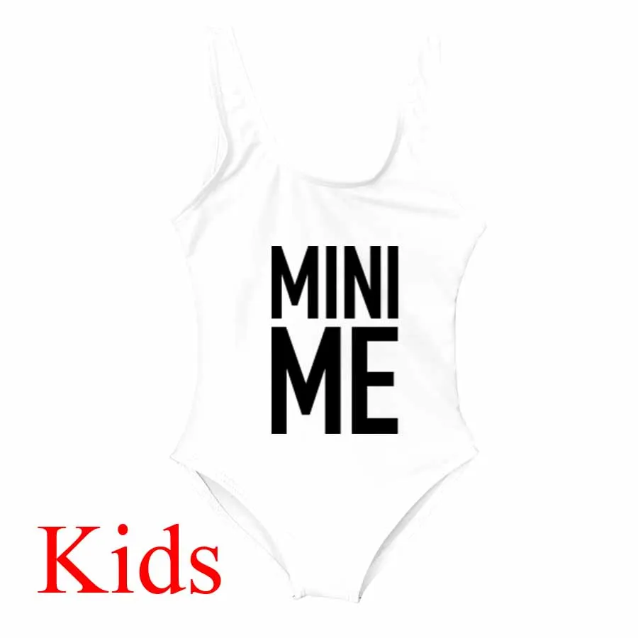 Kid White Новые Купальники для мамы и дочки; одинаковые комплекты одежды для семьи; бикини для мамы и дочки; слитный купальник - Цвет: Kid White
