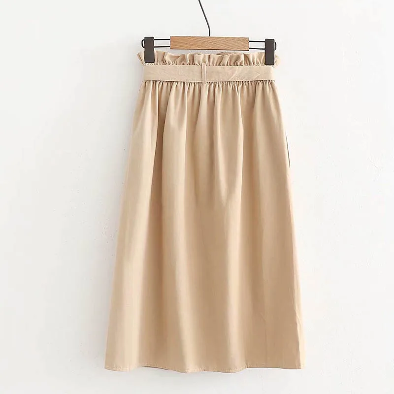 Женская длинная юбка миди весенне осенняя повседневная с разрезом корейская