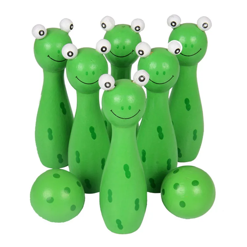 8 шт./компл. милый мини мультяшный деревянный шар для боулинга Skittle игра милые