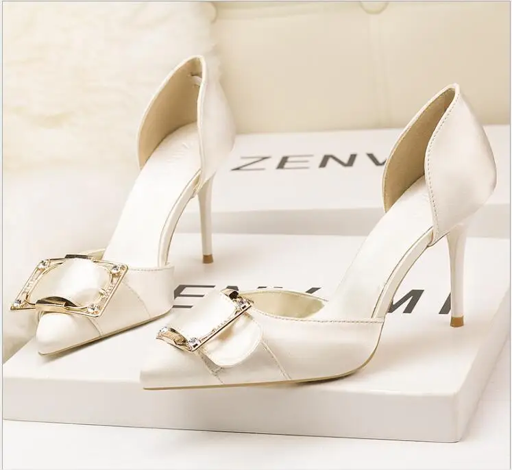 2018 new Fashion elegant shoes with high-heeled satin belts side buckle nightclub sandals female | Обувь