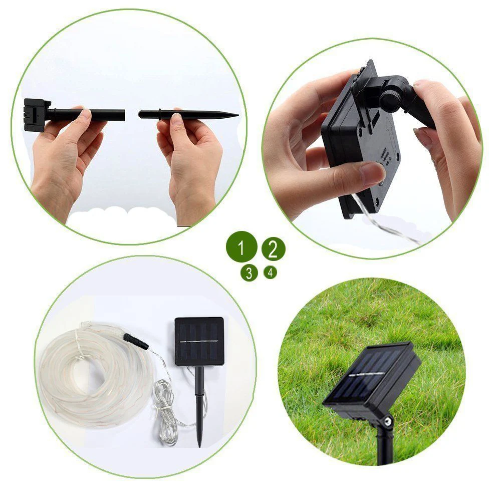 100 светодиодных трубок на солнечных батареях гирлянды 8 моделей освещения