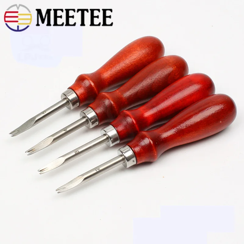 MeeTee Edger hand sewing DIY hand-carved leather tool round cattle skiving beveling leathercraft wooden handle trimmer | Дом и сад