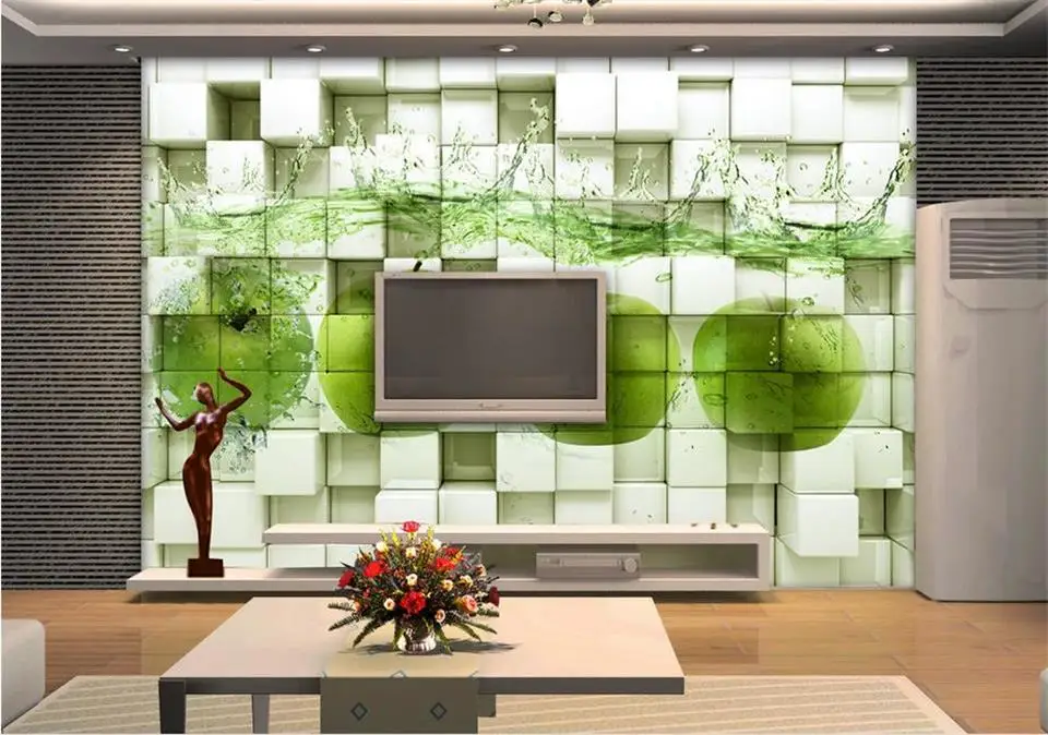 3d обои фотообои по индивидуальному размеру Настенные для гостиной яблоко в воде