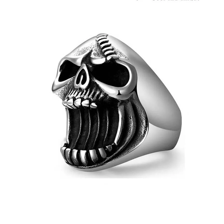 

Fashion Men Jewelry Skull Rings Punk Vintage Scar Jaw Stainless Steel Ring For Men Accessoires Beer Bottle Opener