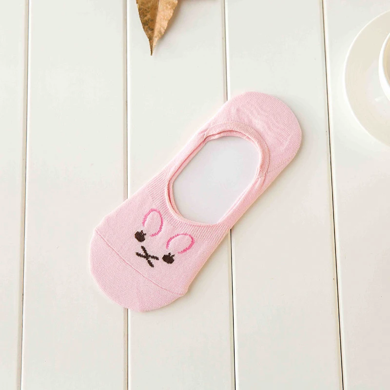 Pink Rabbit Новые модные женские низкие хлопковые носки Kwakii, мягкие летние носки с рисунками животных, панды, кролика, медведя, кота, перьев, носки из пряжи - Цвет: Pink Rabbit