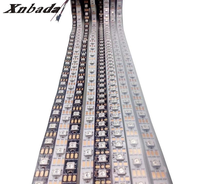 Пользовательская длина WS2812B индивидуально адресуемый WS2812 IC 5050SMD RGB светодиодные полосы, черный/белый доска, водонепроницаемый IP30/IP65/IP67