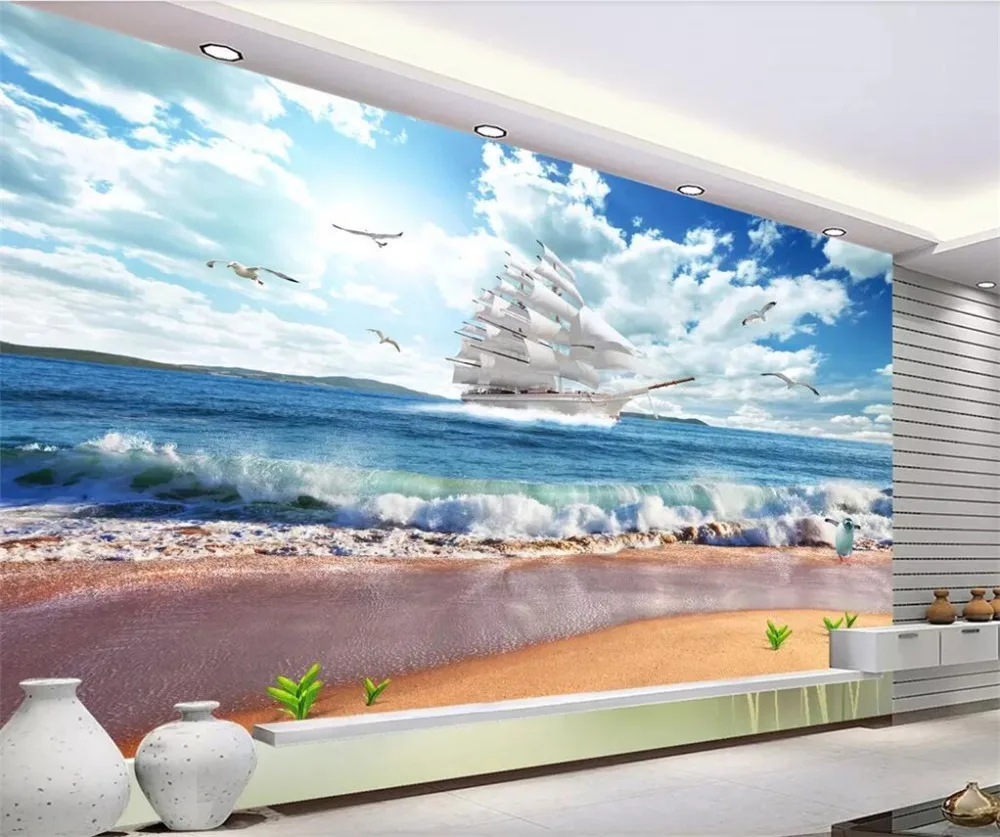 

beibehang Custom wallpaper 3d photo mural super smooth seascape landscape 3D spray background wallpaper mural 3d papel de parede