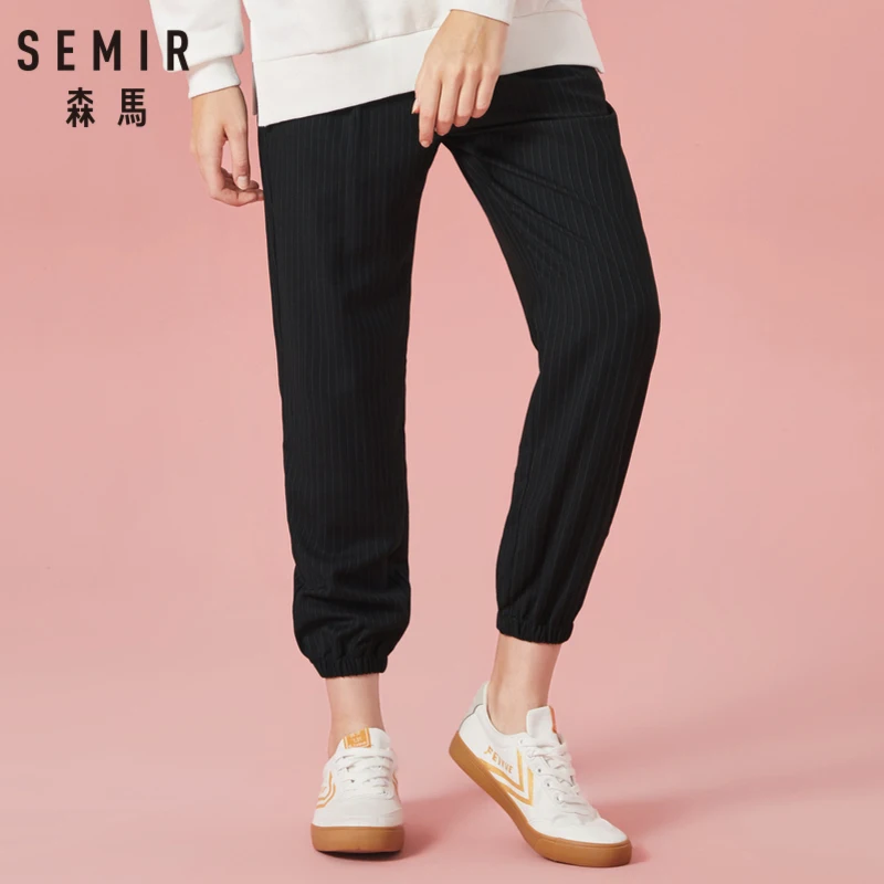 Женские укороченные полосатые брюки SEMIR с эластичным поясом на шнуровке