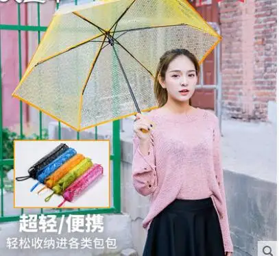 

Fashion transparent umbrella three folden umbrella