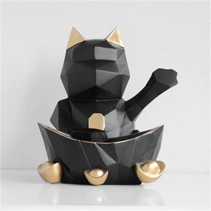 

Cats Sycee Storage Box Statue Money Drawing Animal Resin Craftwork Home Wall Accessories Pendant L3005