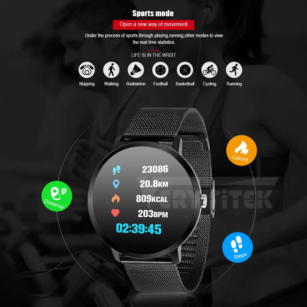 Смарт-часы VERYFiTEK V11 с монитором сердечного ритма, кислородные Смарт-часы, IP67 шагомер, мужские и женские спортивные фитнес-часы
