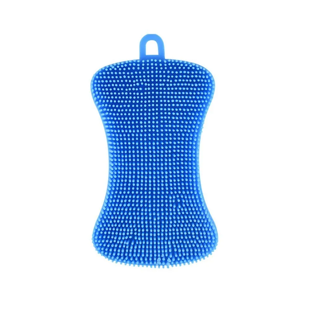 Blue Силиконовые блюдо губка для мытья, скребок Кухня Чистка блюдо антибактериальное средство мягкие чистящие салфетки для антибактериальные кисти Кухня инструмент - Цвет: Blue