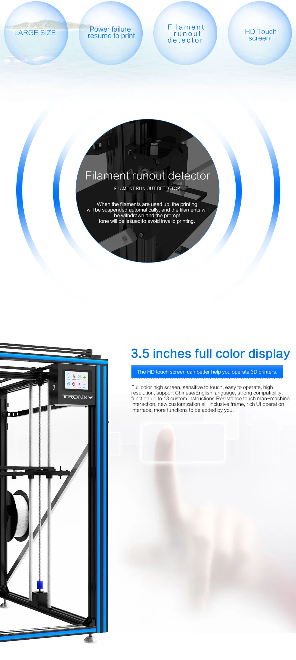 TRONXY 3D принтер X5ST-500-2E для печати размера плюс двухцветный DIY машина для печати ядер MK8 экструдер