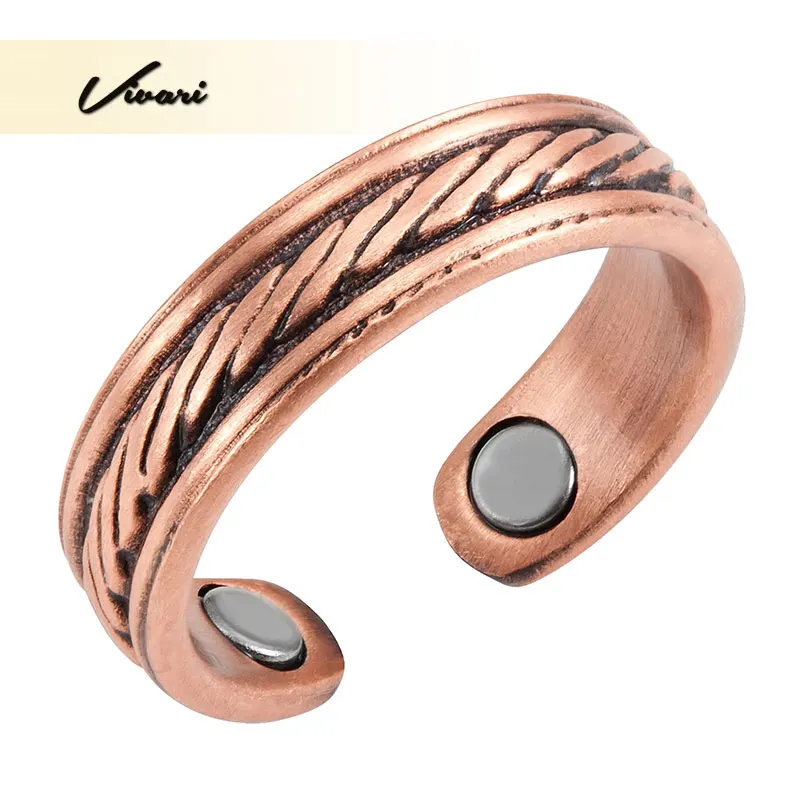 Новинка магнитные кольца Vivari для женщин 100% Медные параллельные кольцо с линиями