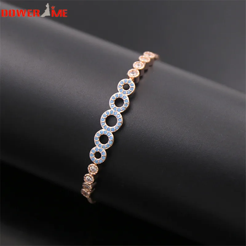 Приданое мне ряд круглых украшения с синий натуральный камень AAA циркон браслет