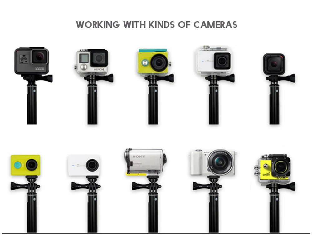 37 дюймов селфи палочки ручной Перш сам для Gopro Hero 5 4 Yi Экен Sj4000 Камера аксессуары и мобильный телефон Android iPhone