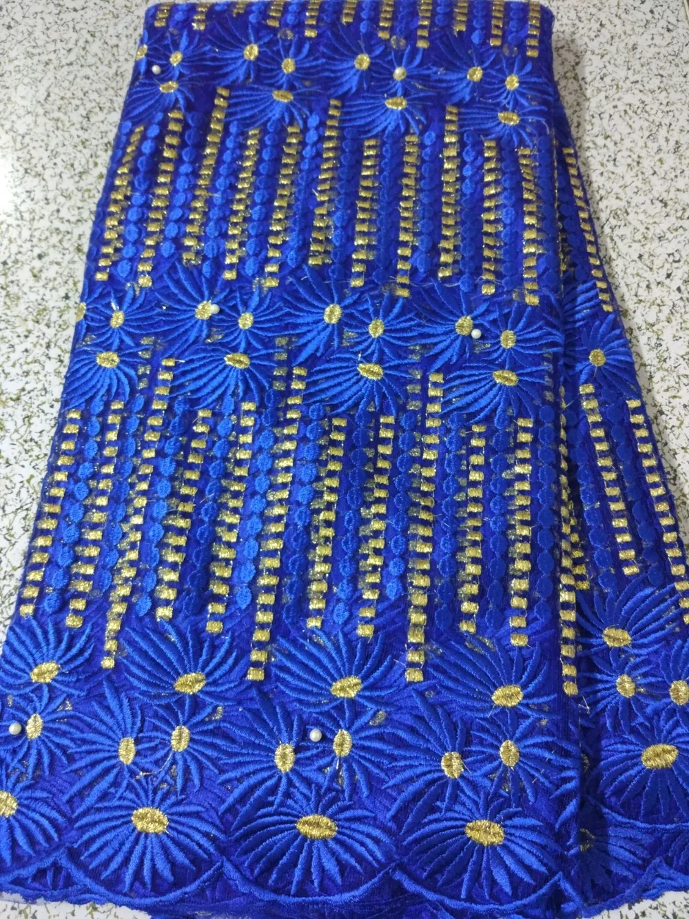 5 ярдов/шт Красивый Королевский синий французский чистая кружевная ткань с