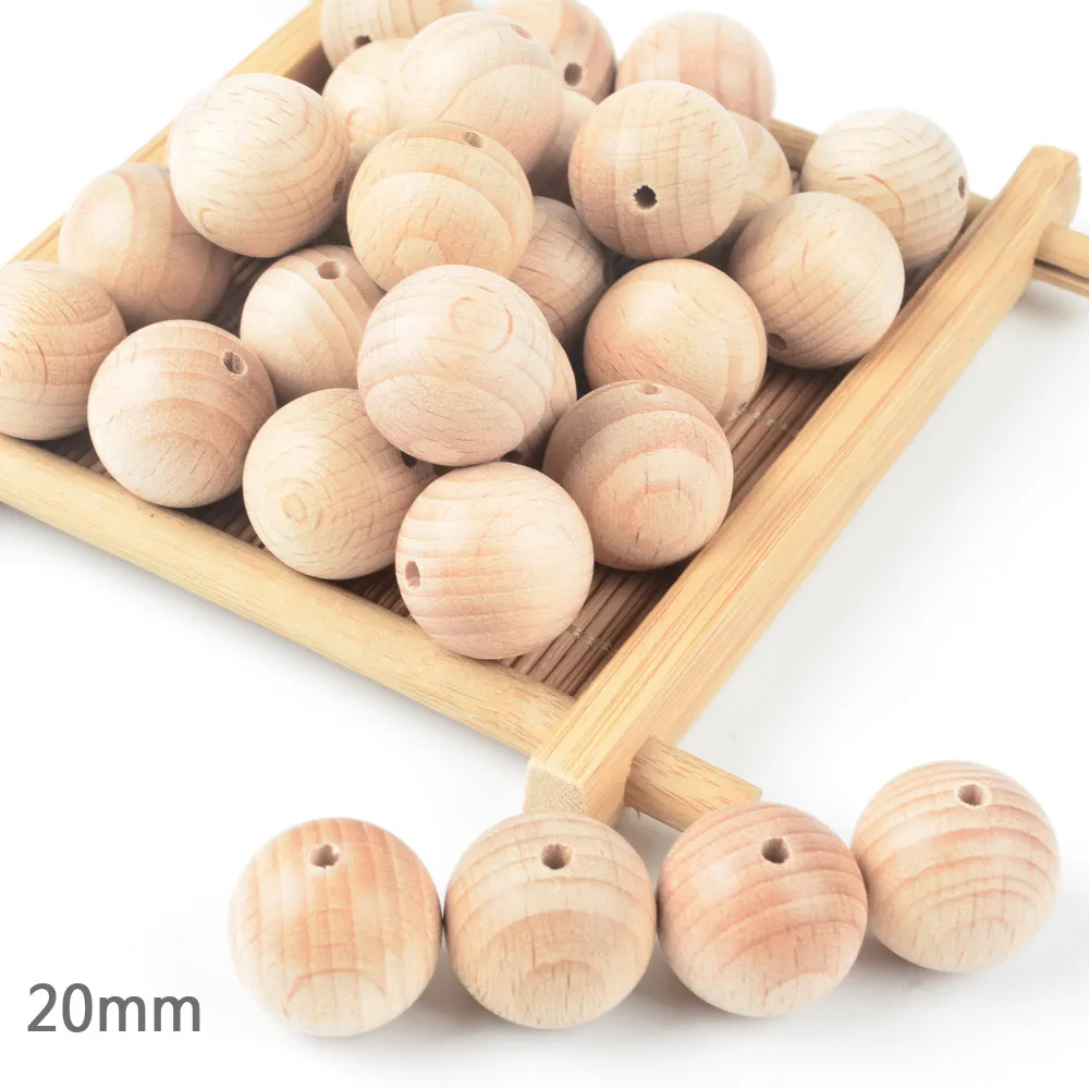 LOFCA 12/15/20 mm Wooden Beads 30pcs/lot Natural Wood Beads DIY Jewelry Making Baby Toys Wooden Beads Jewelry Wholesale