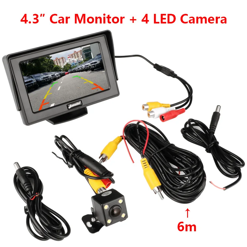 with 4 LED camera Jansite " проводной автомобильный монитор TFT lcd Автомобильный монитор заднего вида помощь при парковке 18 светодиодный ИК Водонепроницаемая резервная камера для седана грузовика - Цвет: with 4 LED camera