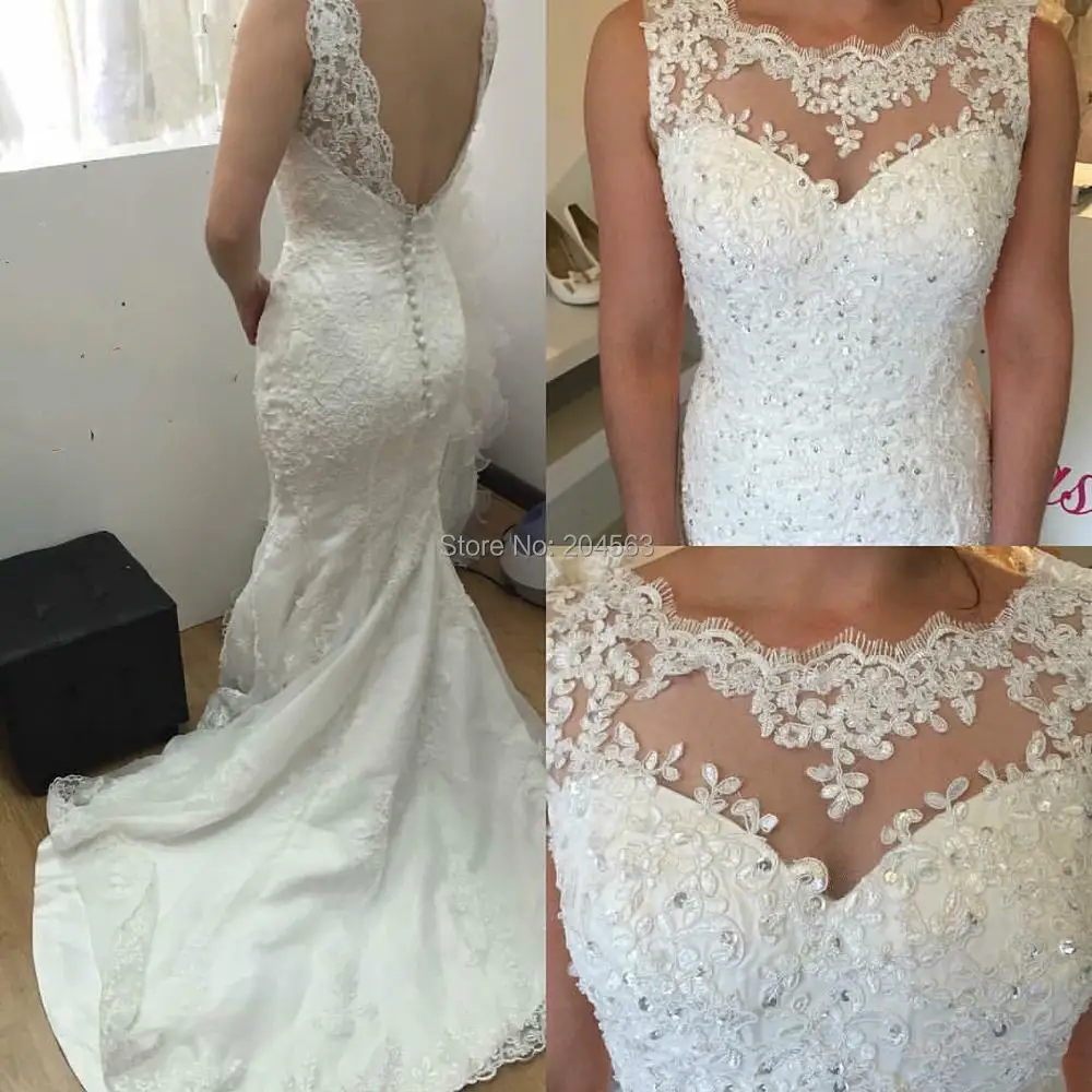 Новейшие Белые/цвета слоновой кости свадебное платье Русалка с аппликациями и