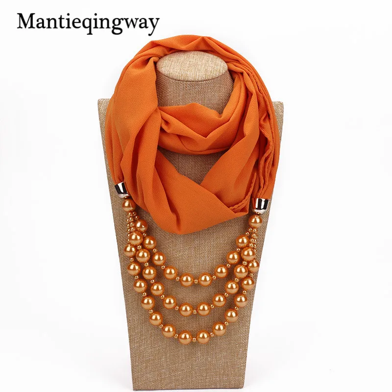 Mantieqingway шарфы с жемчугом ожерелья Длинные ожерелья бусы кулон шарф шейный кулон для женщин Bijoux дропшиппинг