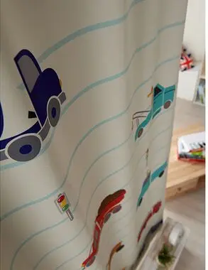 Современные детские тканевые затемняющие занавески с принтом автомобиля