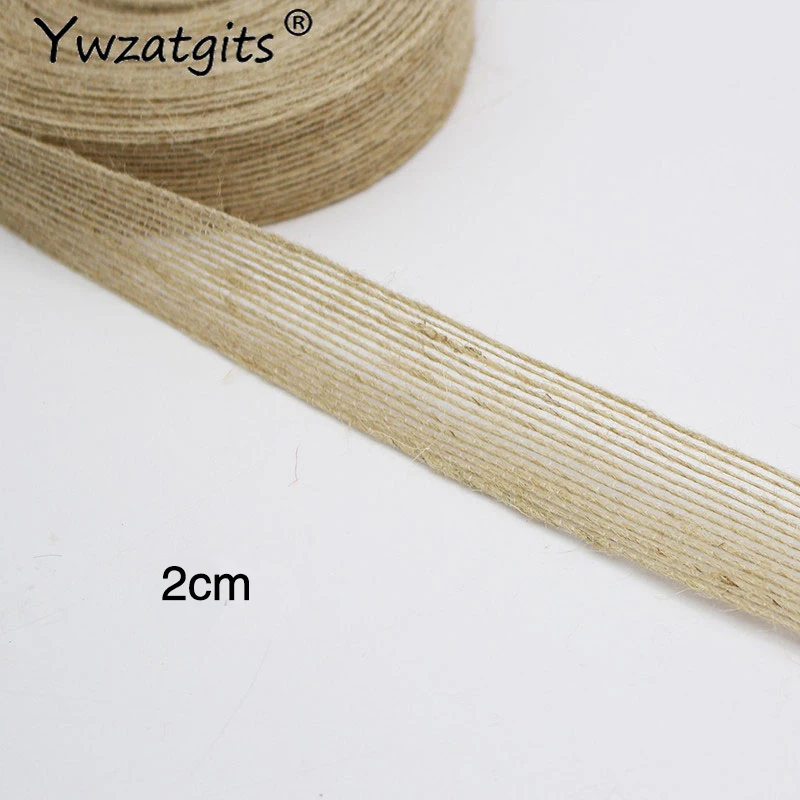 Style 3 2cm 1 рулон(5 м) натуральный пеньковый Канат Мешковина гессианский джут шпагат ленты шнур DIY подарочная упаковка нить свадебные аксессуары для вечеринок - Цвет: Style 3 2cm
