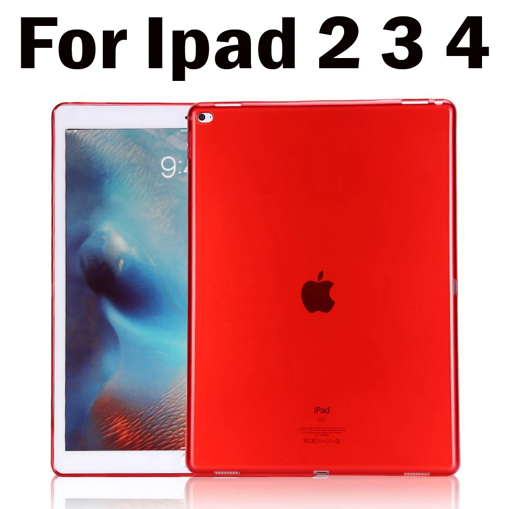 Для Apple iPad 2/3/4 прозрачный чехол Мягкий силиконовый чехол задняя крышка из ТПУ защитный чехол для планшета в виде ракушки для iPad Mini 1 2 3 - Цвет: Red for Ipad 2 3 4