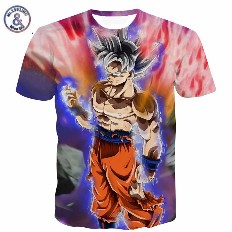 S 5XL новинка футболка Dragon Ball Z ультра инстинкт Супер Saiyan God Goku мужские летние 3D топы