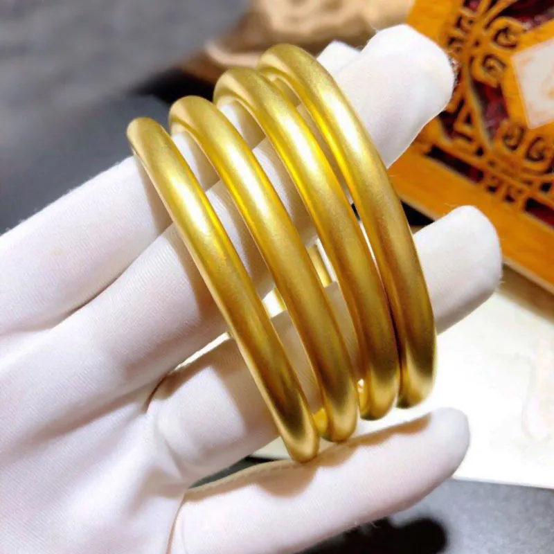 

Pure 24K Yellow Gold Bangle Handmade Bangle Women Round Heavy Gold Bangle