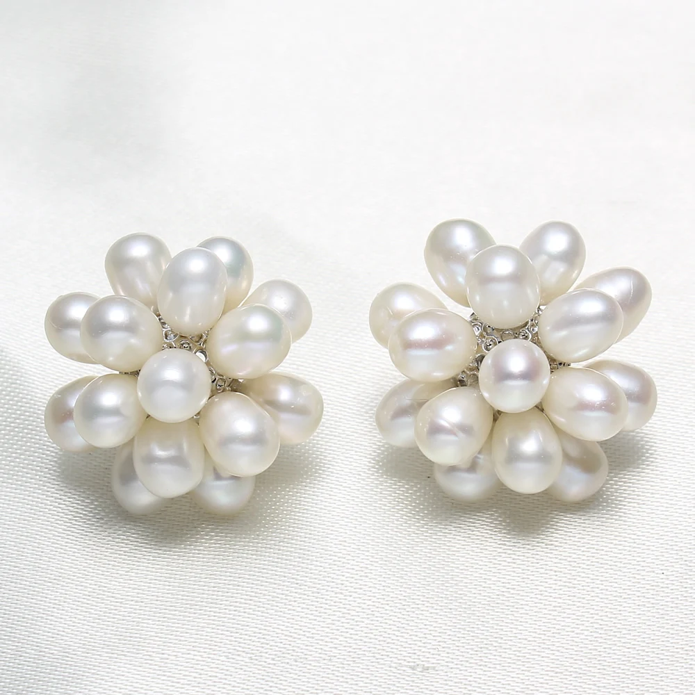 YYW 1 пара Новинка хит натуральный пресноводный жемчуг серьги гвоздики цветок