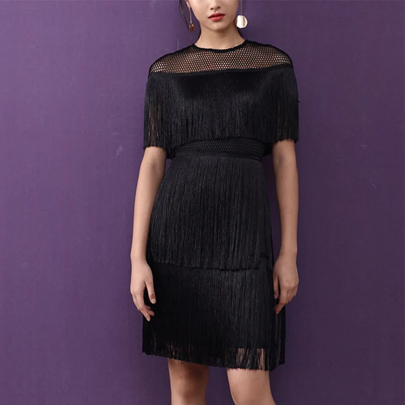 Женские белые латиноамериканских танцев с бахромой кисточками платье